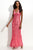 Adrianna Papell - 92868320 Sequin Embellished Halter Neck Gown in Red and Pink