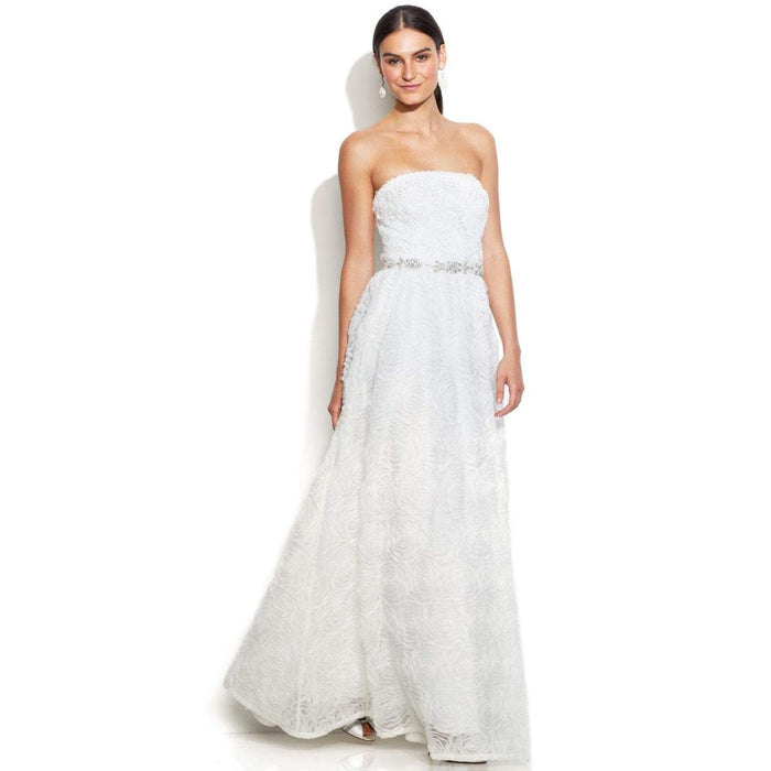 Adrianna Papell - 91858300 Strapless Soutache Rosette A-Line Gown in White