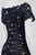 Adrianna Papell - 14251850 Bateau Neckline Floral Lace Dress in Blue in Black and Blue