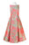 Adrianna Papell - 41926670 Metallic Jacquard Pleated Tea Length Dress in Pink and Multi-Color