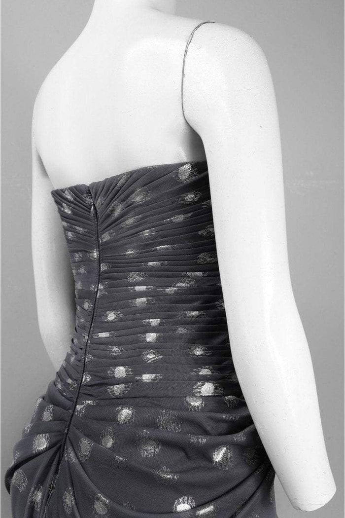 Adrianna Papell - 91869580 Bead Embellished Sweetheart Chiffon Dress in Silver and Gray