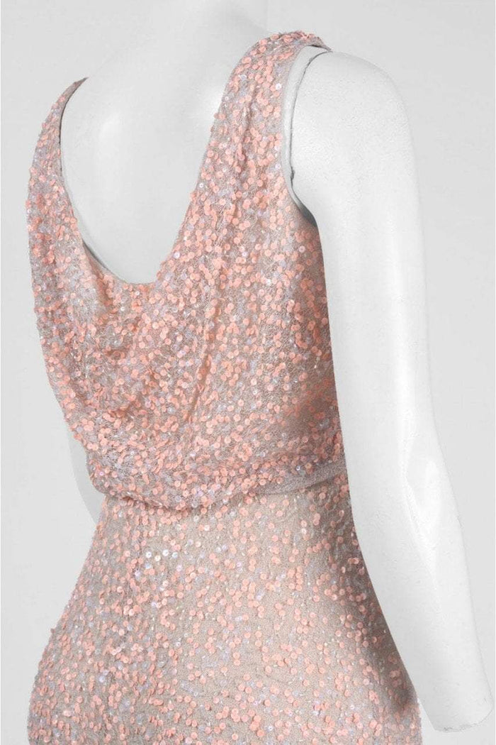 Adrianna Papell - AP1E201759 Sleeveless Popover Sequined Gown in Pink