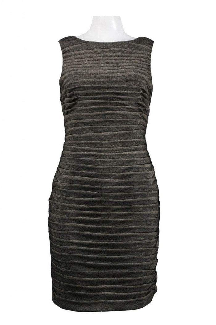 Adrianna Papell - 41861130 Diamond Cutout Pleated Sheath Dress in Black and Gold