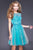 Shail K - 21268 Illusion Bateau Cap Sleeve Dress In Blue