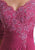 Montage by Mon Cheri Beaded Embroidered Lace Mock-Wrap Chiffon Gown In Pink