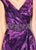 Cameron Blake - 219694 Printed Surplus V-Neck Gown In Purple and Multi-Color