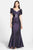 Daymor Couture - 1033 Taffeta Trumpet Gown with Faux Wrap Jacket in Purple