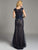Lara Dresses - Cap Sleeve V Neck Embroidered Long Dress 32969 In Blue and Neutral