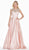 Ashley Lauren - 1564 Crystal Beaded Illusion Cap Sleeve A-Line Gown In Pink