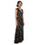 Aidan Mattox - 151A98160 Keyhole Cutout Floral Lace Gown in Black and Neutral