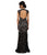 Aidan Mattox - 151A98160 Keyhole Cutout Floral Lace Gown in Black and Neutral