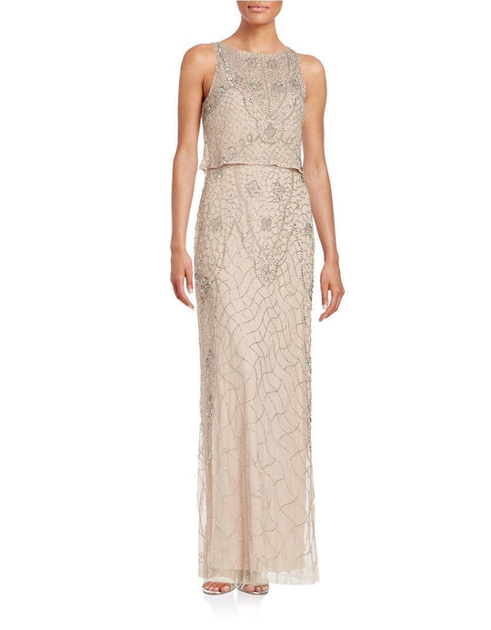 Aiden Mattox - Embellished Bateau Neck Dress 54468710  in Gold