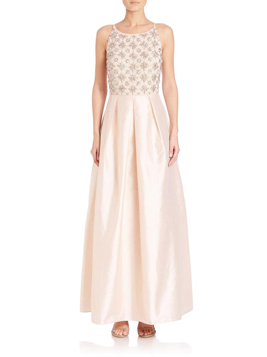 Aidan Mattox - Embellished Bateau Neck Dress 54468670 in Pink