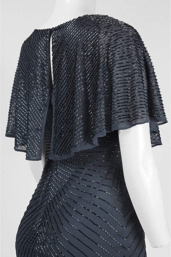 Aidan Mattox - 54473370 Cape Sleeve Beaded Chiffon Cocktail Dress in Gray
