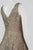 Aidan Mattox - MD1E200329 V-neck Metallic Floral A-line Gown in Gold
