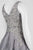 Aidan Mattox - MD1E201384 V-neck Floral Jacquard Ballgown in Silver