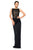 Tadashi Shoji - Lace Bodice Draped Tulle Long Gown In Black and Neutral