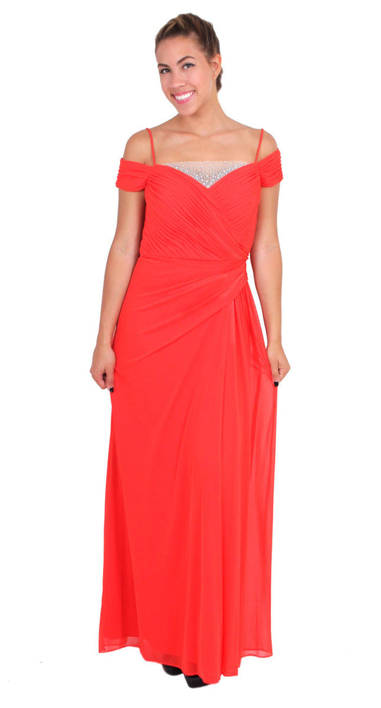 Alex Evenings - Bejeweled A-line Dress 132760 in Orange