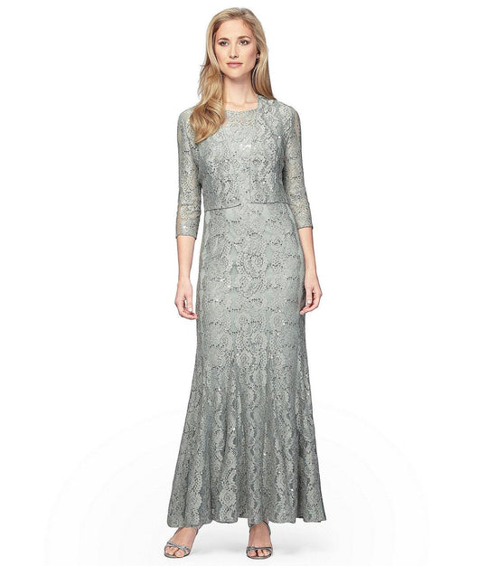 Alex Evenings - Jewel Neck Dress with Bolero Jacket 112844 in Green