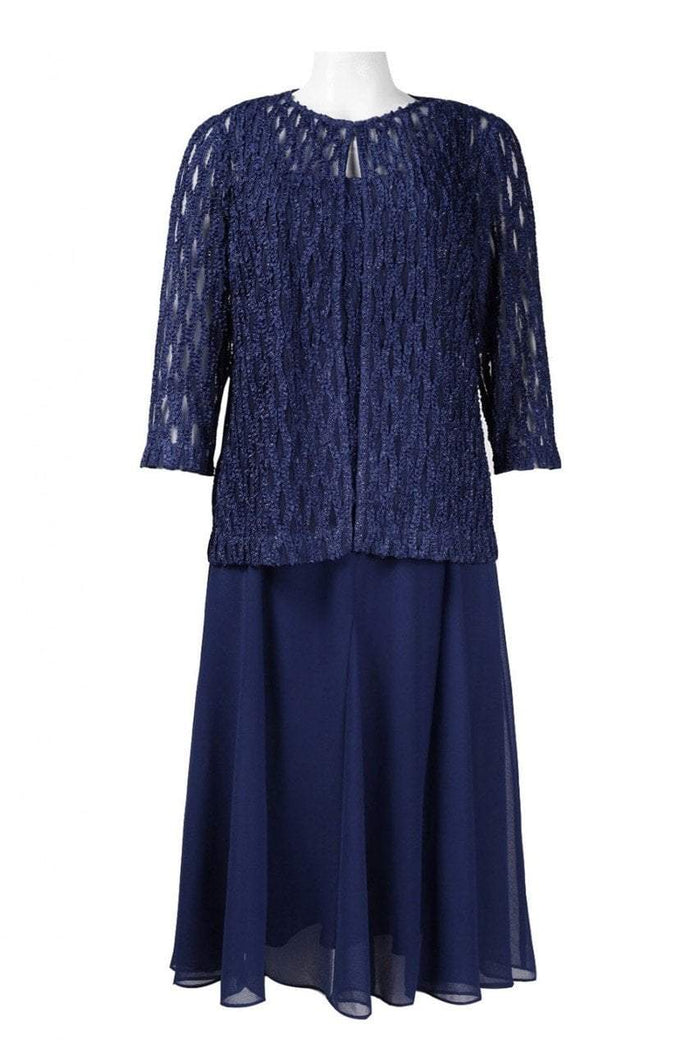 Alex Evenings - 117196 Popover Dress with Open Front Jacket in Blue