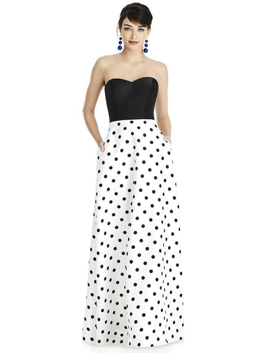 Alfred Sung - D748CP Strapless Sweetheart Polka Dot A-line Dress