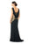 Tadashi Shoji - Metallic Adorned Swag Draped Back Gown In Black and Gold