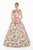Angela & Alison - 62046 Sleeveless Bateau Neck Floral Ballgown in Purple and Floral