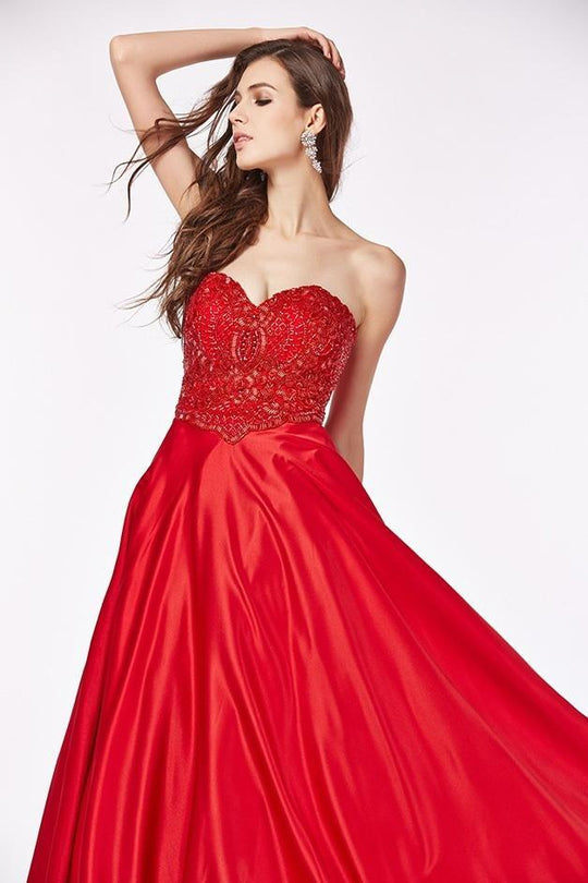 Angela & Alison Adorned Strapless Sweetheart Ballgown 661086 In Red