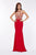 Angela & Alison - Sleeveless Hourglass Illusion Beaded Mermaid Dress In Red