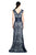 Tadashi Shoji - Sequined Empire Long Embroidered Gown In Blue and White