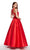 Alyce Paris - 600632 Sleeveless Halter Mikado A-line Dress in Red