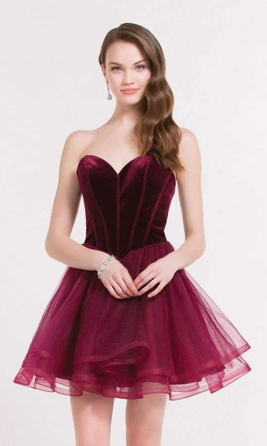Alyce Paris - 2643 Velvet Sweetheart Tulle A-line Dress in Black and Pink