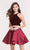 Alyce Paris - 2648 Two Piece Velvet Halter Cocktail Dress in Red
