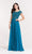 Alyce Paris - 27191 Embellished Short Illusion Sleeve A-Line Evening Dress In Blue and Green