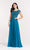 Alyce Paris - 27191 Embellished Short Sleeve Chiffon A-line Dress in Blue
