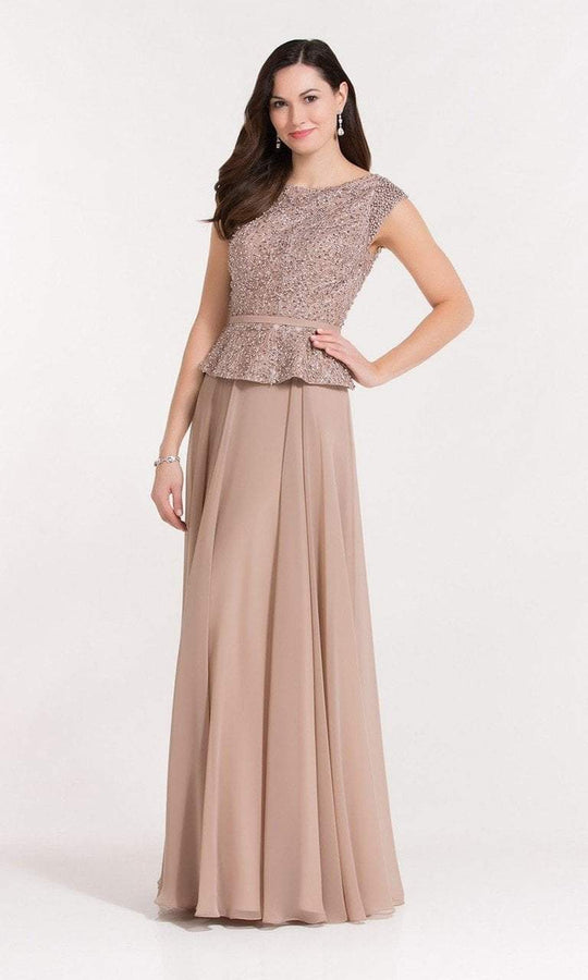 Alyce Paris - 27199 Beaded Bateau Neck A-line Dress In Neutral