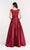 Alyce Paris - 27214 Cap Sleeve Beaded Lace A-line Satin Gown in Red