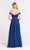 Alyce Paris - 27219 Floral Beaded Ruched Off-Shoulder A-line Dress In Blue