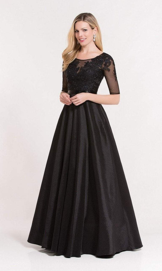 Alyce Paris - 27220 Beaded Lace Illusion Scoop Ballgown in Black