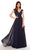 Alyce Paris - Embroidered V-neck Chiffon A-line Dress 27246 in Blue
