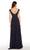 Alyce Paris - Embroidered V-neck Chiffon A-line Dress 27246 in Blue