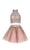 Alyce Paris - 3738 Two Piece Beaded Lace and Tulle Short Dress in Gray and Pink