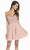 Alyce Paris - 3833 Beaded Lace V-neck A-line Cocktail Dress in Pink