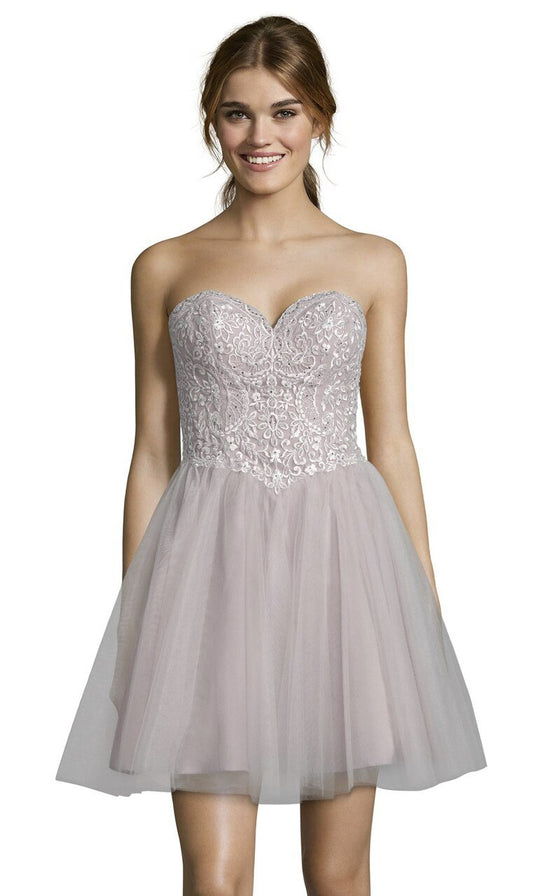 Alyce Paris - 3855 Embroidered Sweetheart Bodice Dress In Pink
