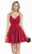 Alyce Paris - 3875 Plunging V-neck Satin A-line Dress In Red