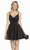 Alyce Paris - 3875 Plunging V-neck Satin A-line Dress In Black