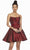 Alyce Paris - 3893 Strapless Jacquard Pleated A-line Dress In Red