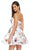 Alyce Paris - 3894 Floral Print Satin A-line Dress In White and Pink