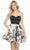 Alyce Paris - 3898 Strapless Floral Print A-line Dress In Black and White