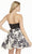 Alyce Paris - 3898 Strapless Floral Print A-line Dress In Black and White